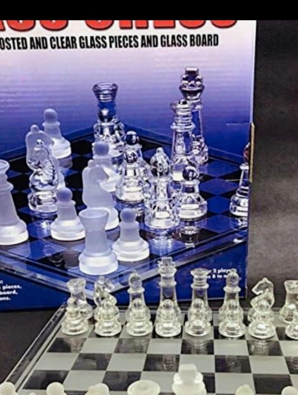 Glass Chess Set - Clear and Frosted Pieces